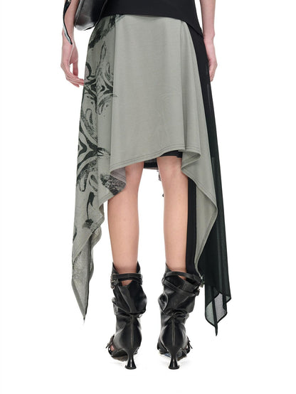 NORTH NODE Beaded Tie Splice Printed Asymmetric Ruffle Women&