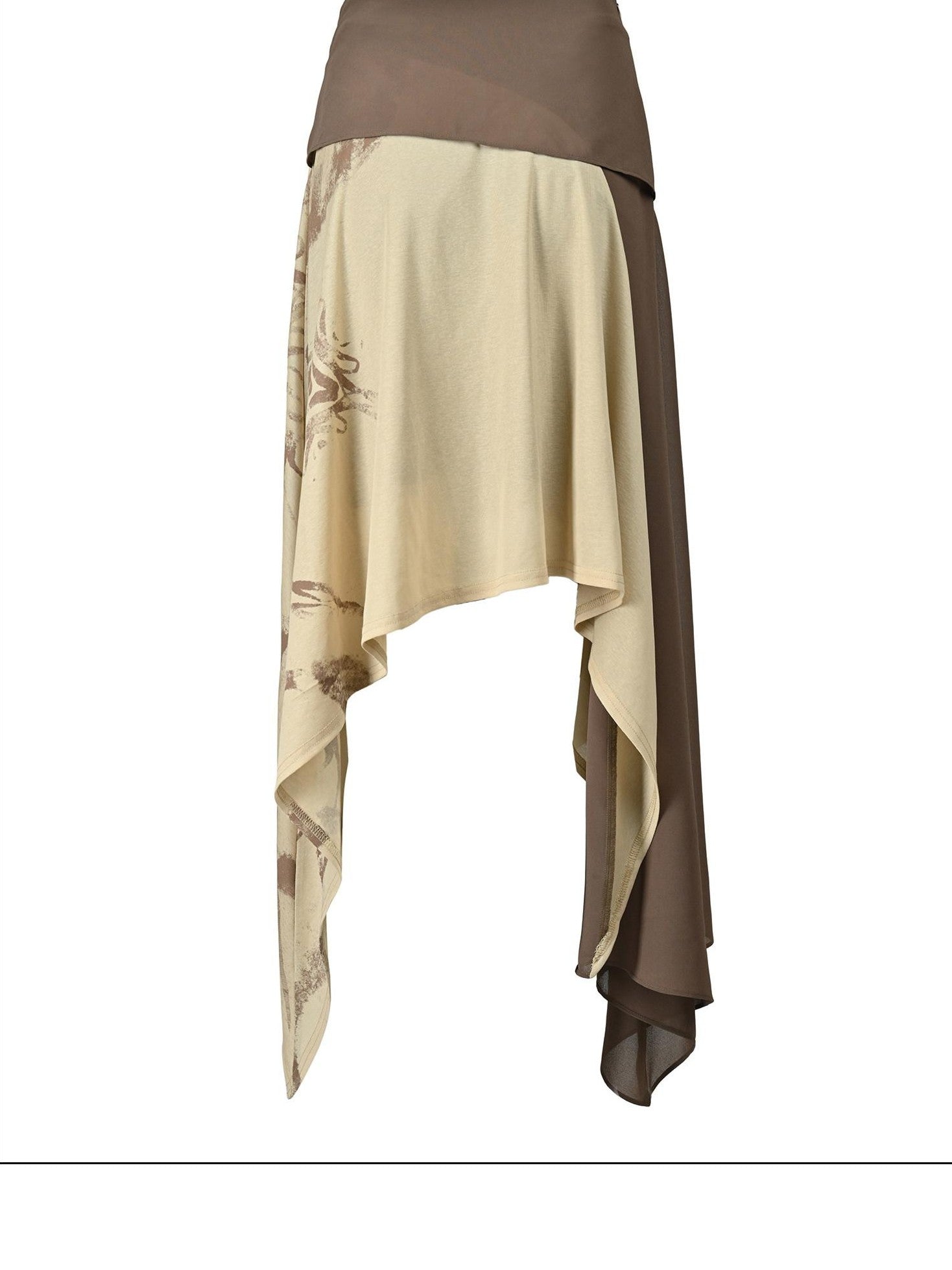 NORTH NODE Beaded Tie Splice Printed Asymmetric Ruffle Women&