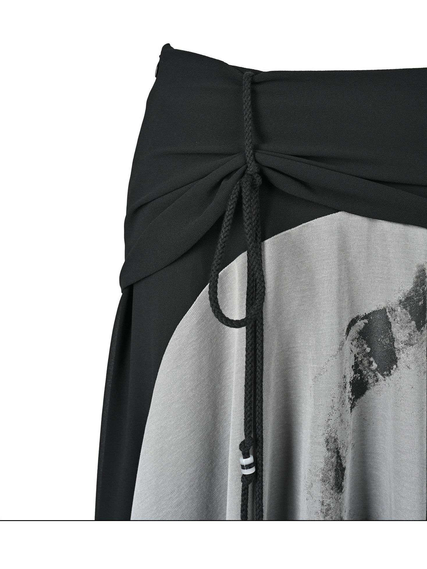 NORTH NODE Beaded Tie Splice Printed Asymmetric Ruffle Women&
