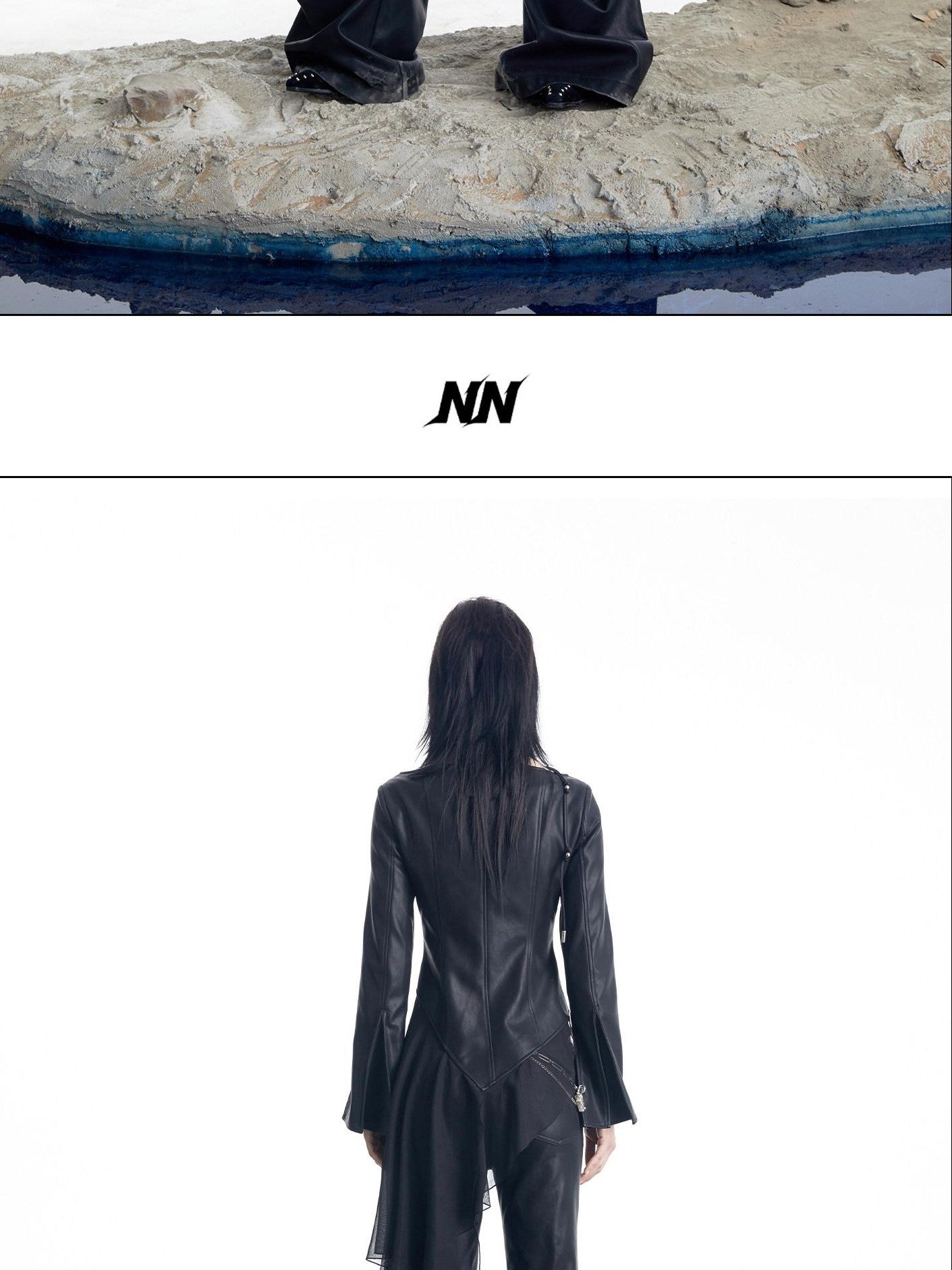 NORTH NODE Bell Sleeve Mesh Spliced V-neck Single Row Button Women&