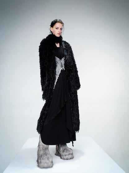 NORTH NODE Bird Motif Patchwork Leather Panels Women&