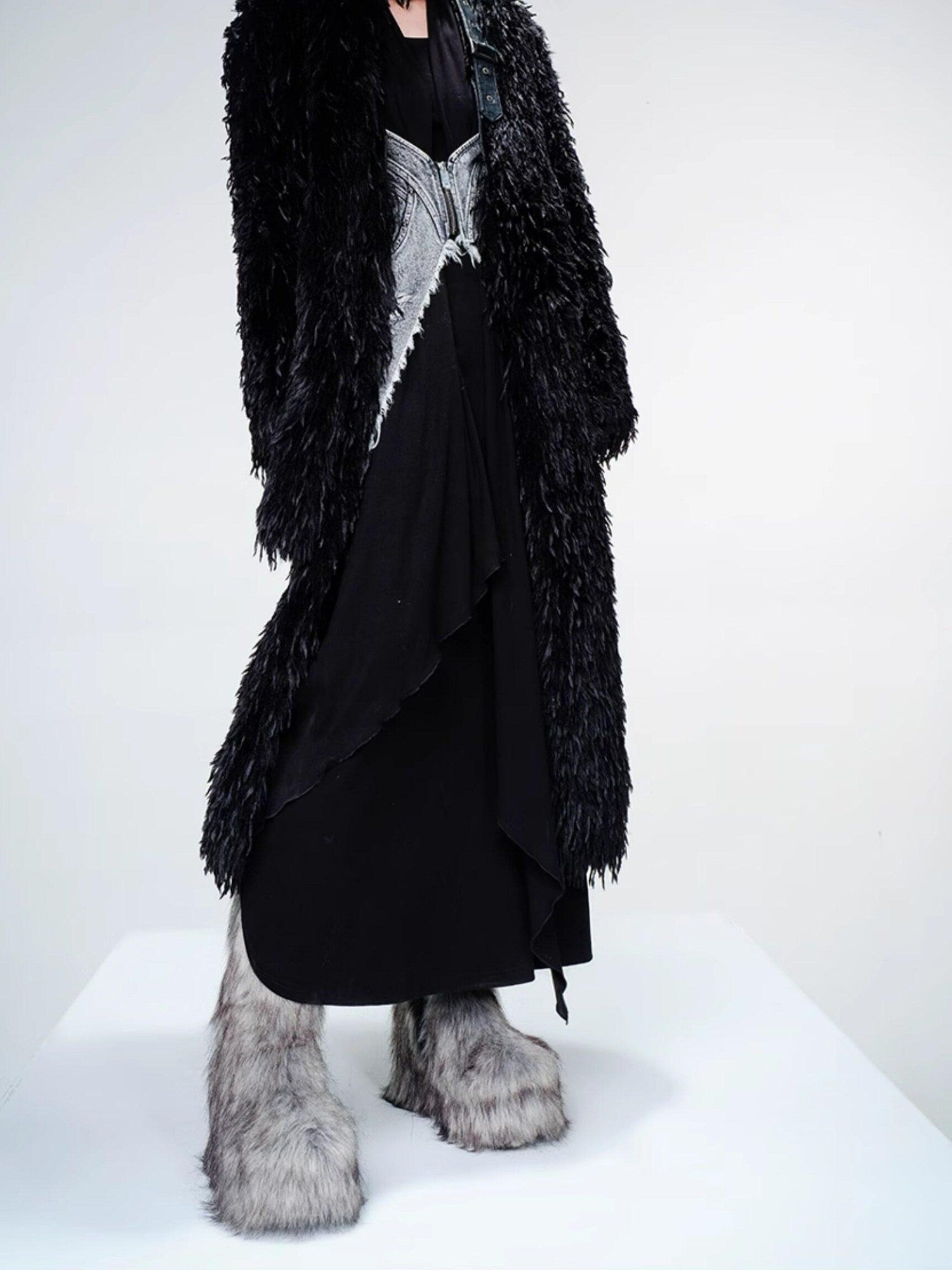 NORTH NODE Bird Motif Patchwork Leather Panels Women&