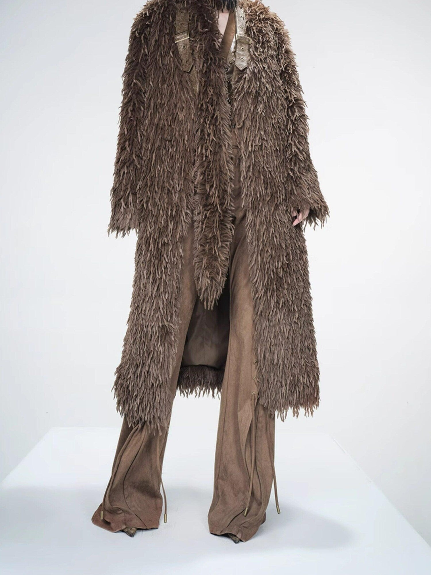 NORTH NODE Bird Motif Patchwork Leather Panels Women&