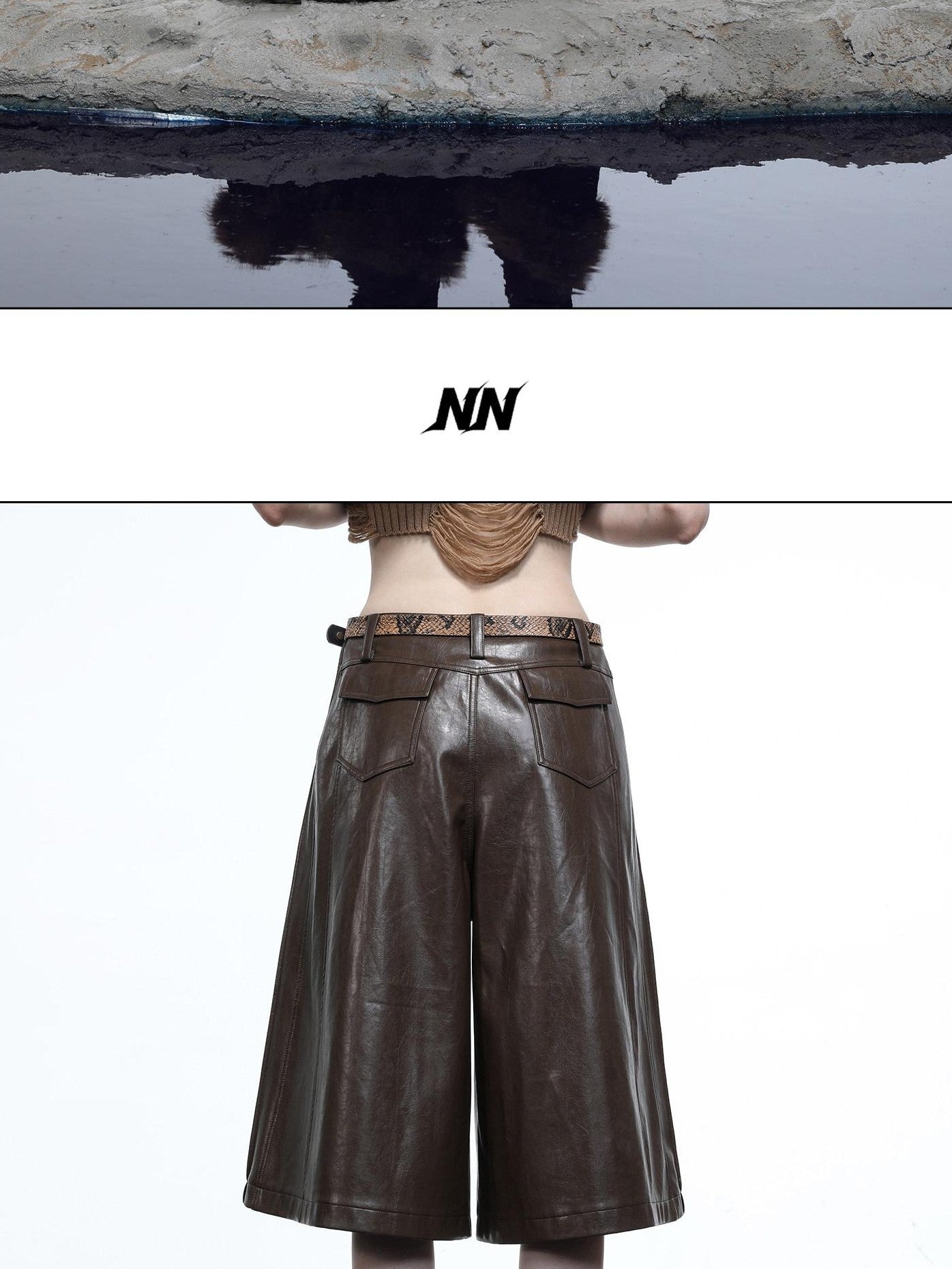 NORTH NODE Black Accordion Pleated Wide Leg Flared Natural Waist Women&
