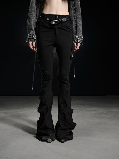 NORTH NODE Black Beaded Pleated Slim Fit Women&