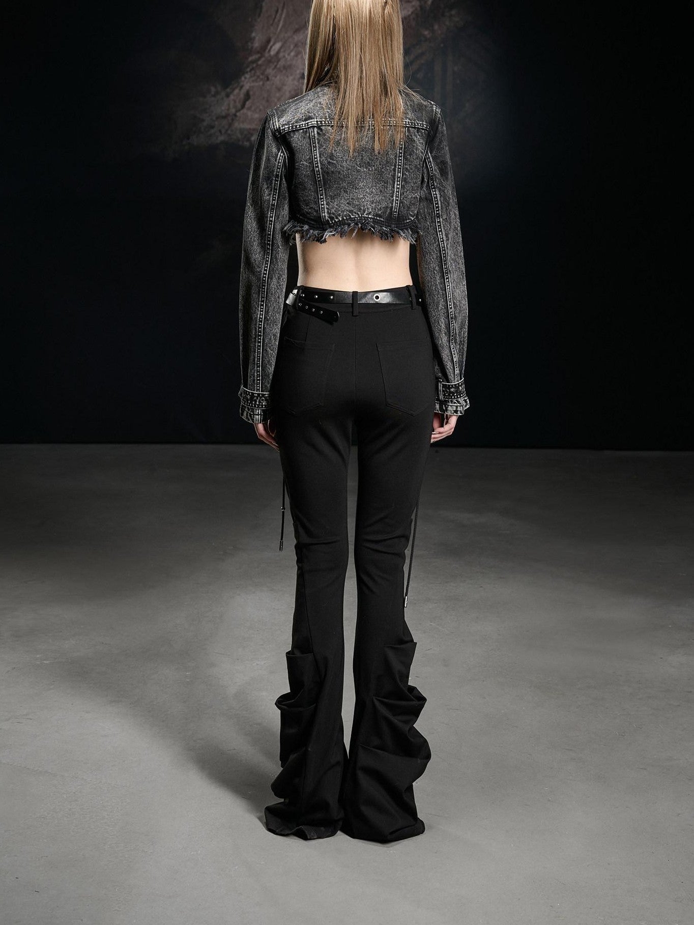 NORTH NODE Black Beaded Pleated Slim Fit Women&