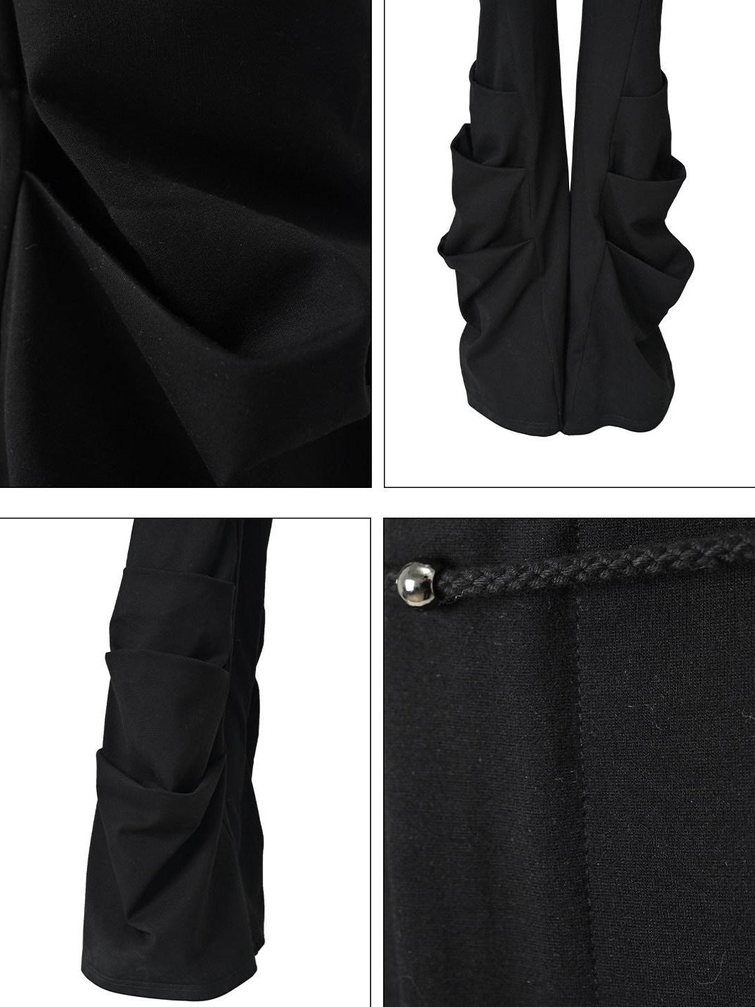 NORTH NODE Black Beaded Pleated Slim Fit Women&