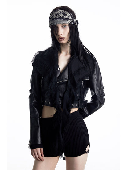 NORTH_NODE_Black_Biker_Single_Row_Buttons_Lapel_Pocket_Slim_Women&
