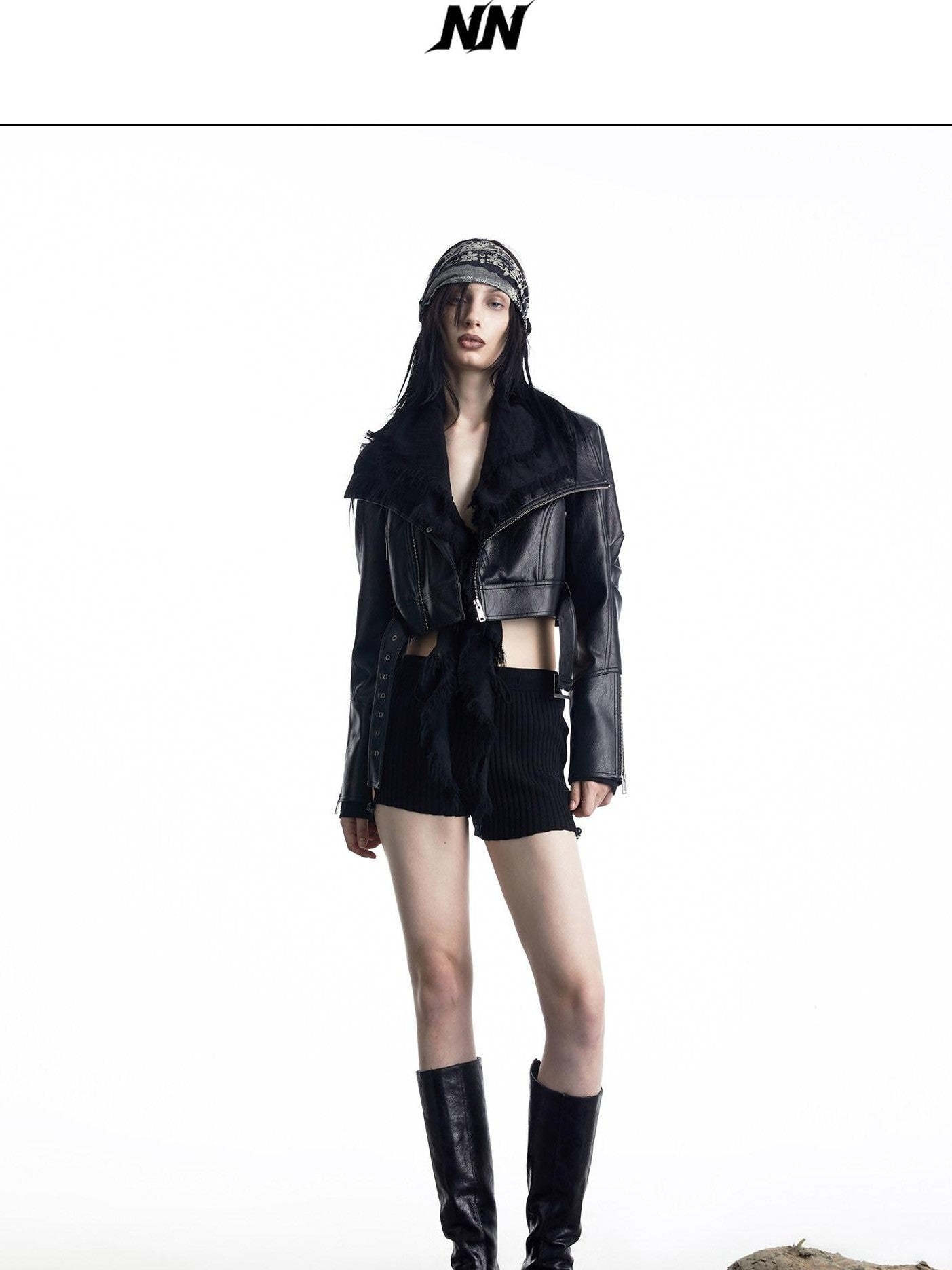 NORTH NODE Black Biker Single Row Buttons Lapel Pocket Slim Women&