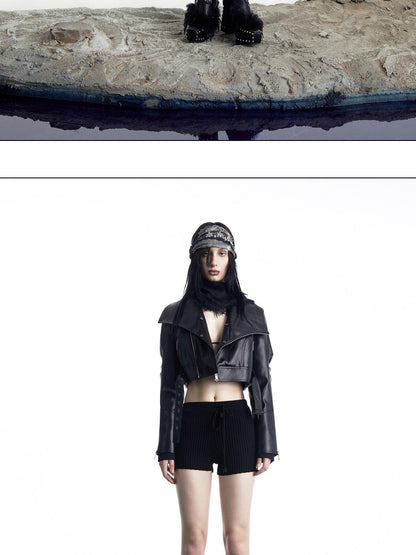 NORTH NODE Black Biker Single Row Buttons Lapel Pocket Slim Women&