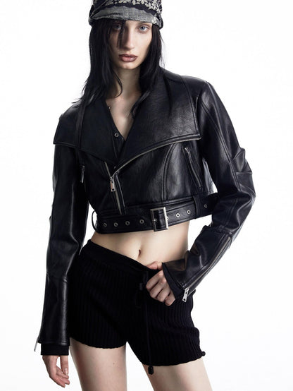 NORTH NODE Black Biker Single Row Buttons Lapel Pocket Slim Women&