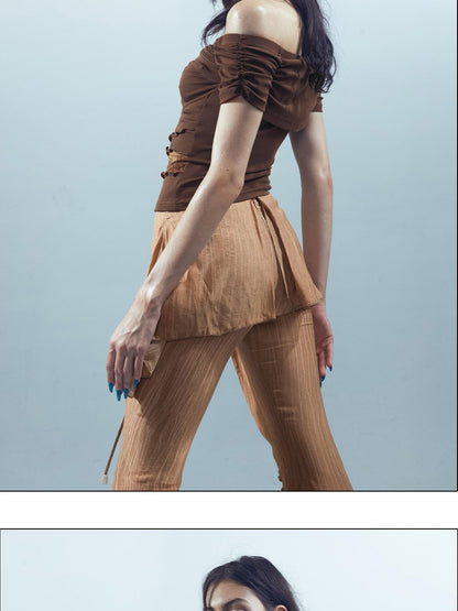 NORTH NODE Black Coffee Mesh Splice Colorblock Women&