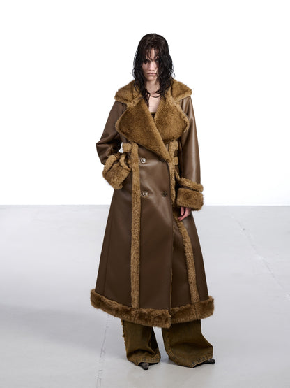 NORTH_NODE_Black_Double_Breasted_Faux_Shearling_Notch_Collar_Women&