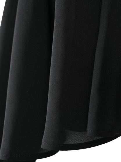 NORTH NODE Black Off Shoulder Halter Asymmetrical Ruffle Women&
