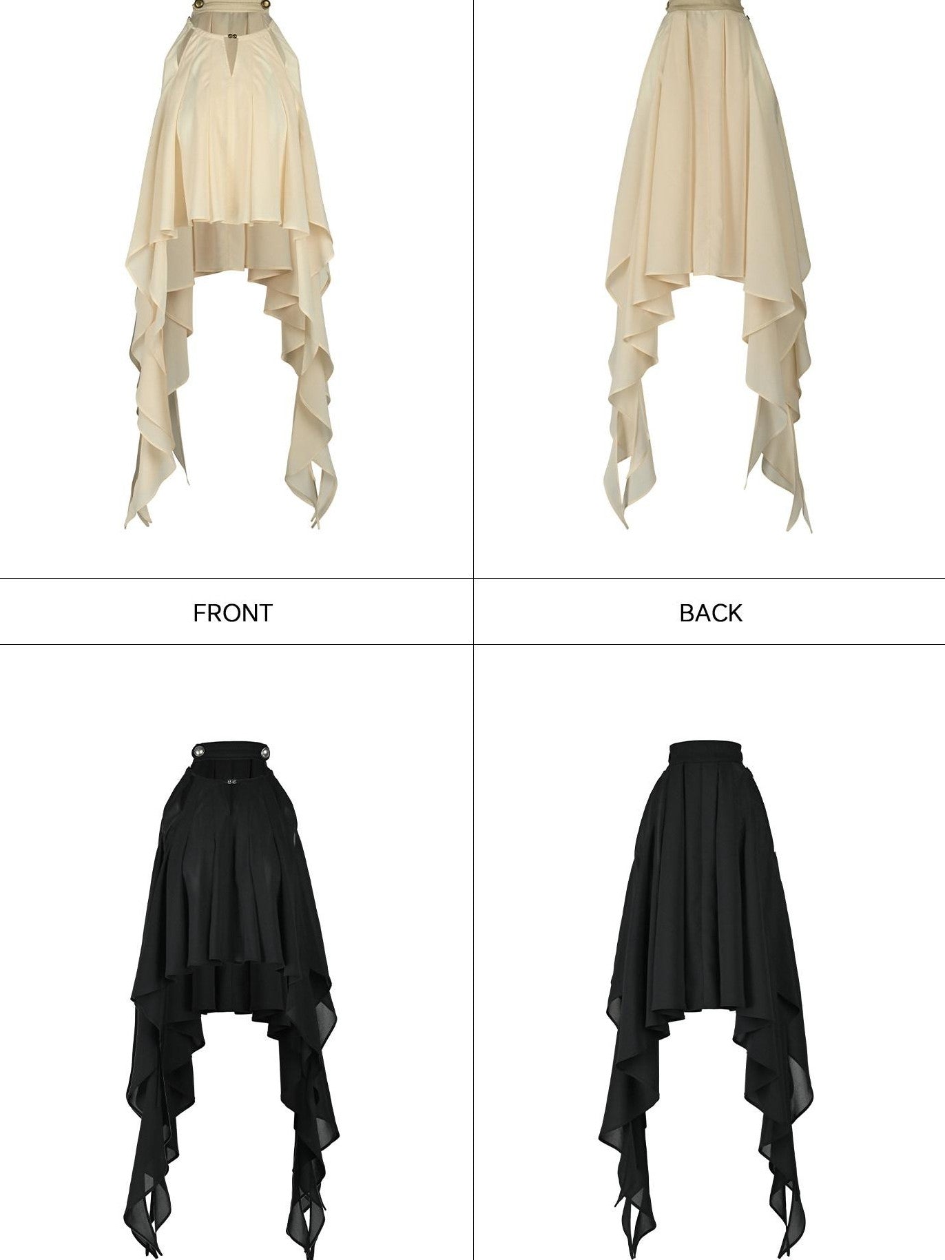 NORTH NODE Black Off Shoulder Halter Asymmetrical Ruffle Women&
