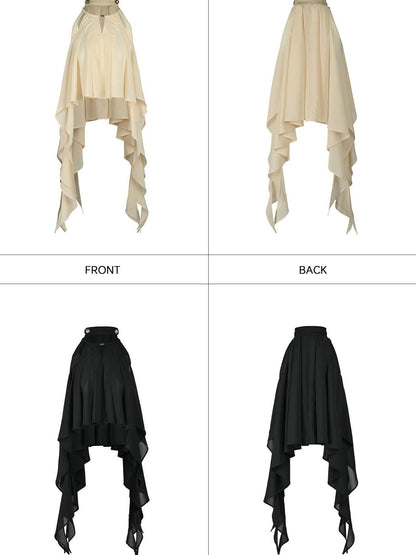 NORTH NODE Black Off Shoulder Halter Asymmetrical Ruffle Women&
