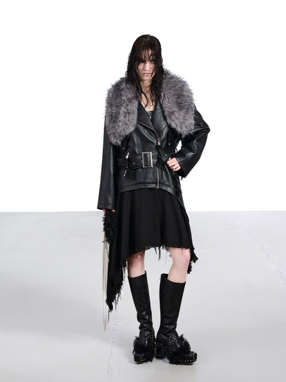 NORTH_NODE_Black_Patchwork_Padded_Detachable_Faux_Fur_Collar_Women&