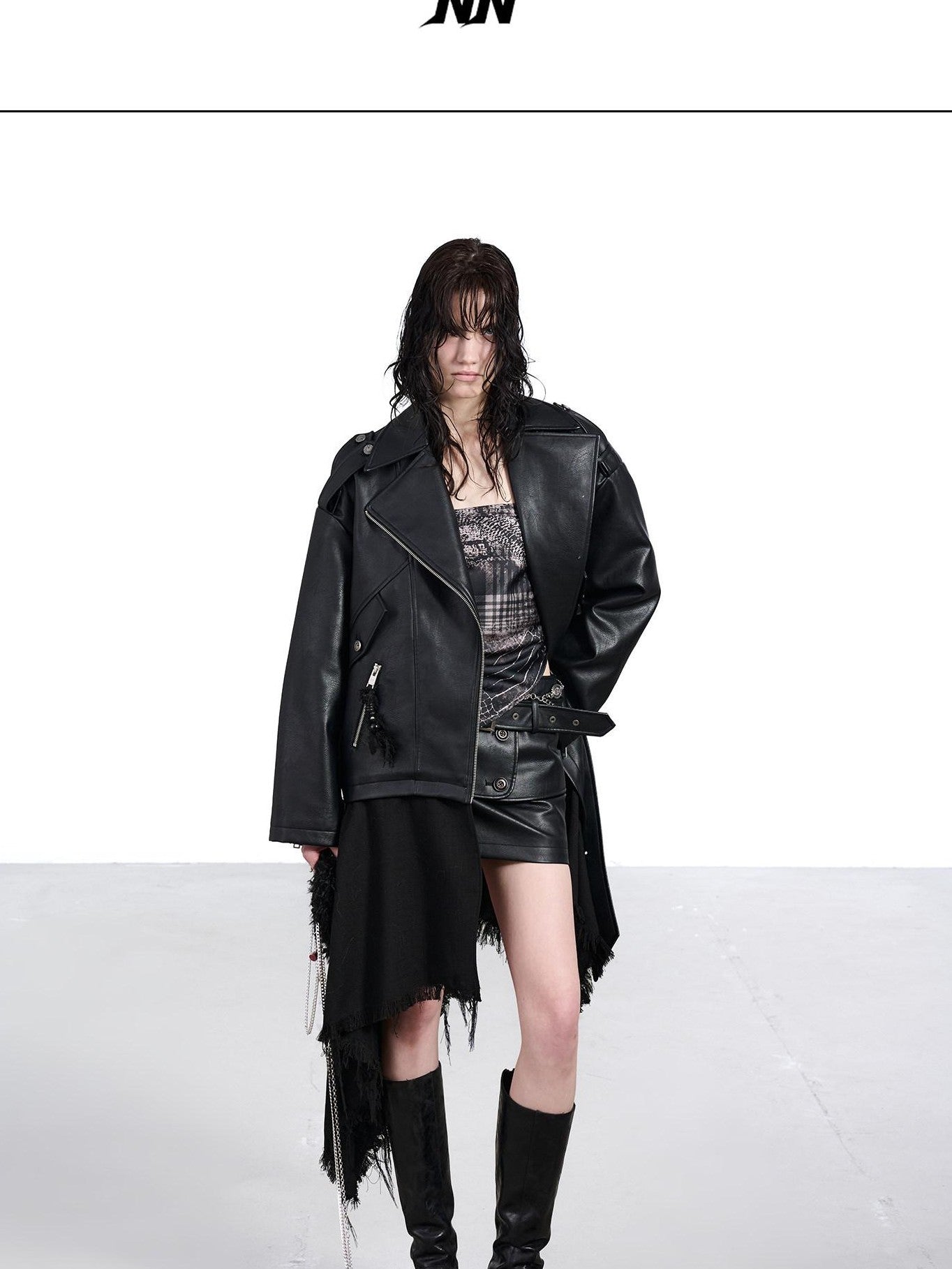 NORTH NODE Black Patchwork Padded Detachable Faux Fur Collar Women&