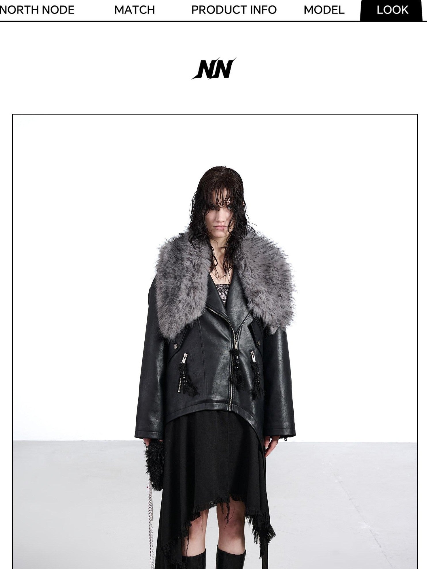 NORTH NODE Black Patchwork Padded Detachable Faux Fur Collar Women&