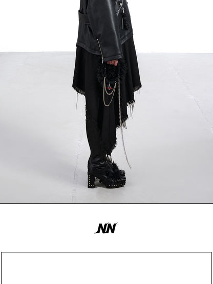 NORTH NODE Black Patchwork Padded Detachable Faux Fur Collar Women&