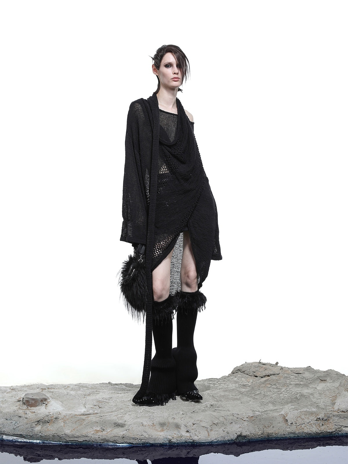 NORTH_NODE_Black_Punk_Distressed_Irregular_Crewneck_Women&