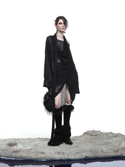NORTH_NODE_Black_Punk_Distressed_Irregular_Crewneck_Women&