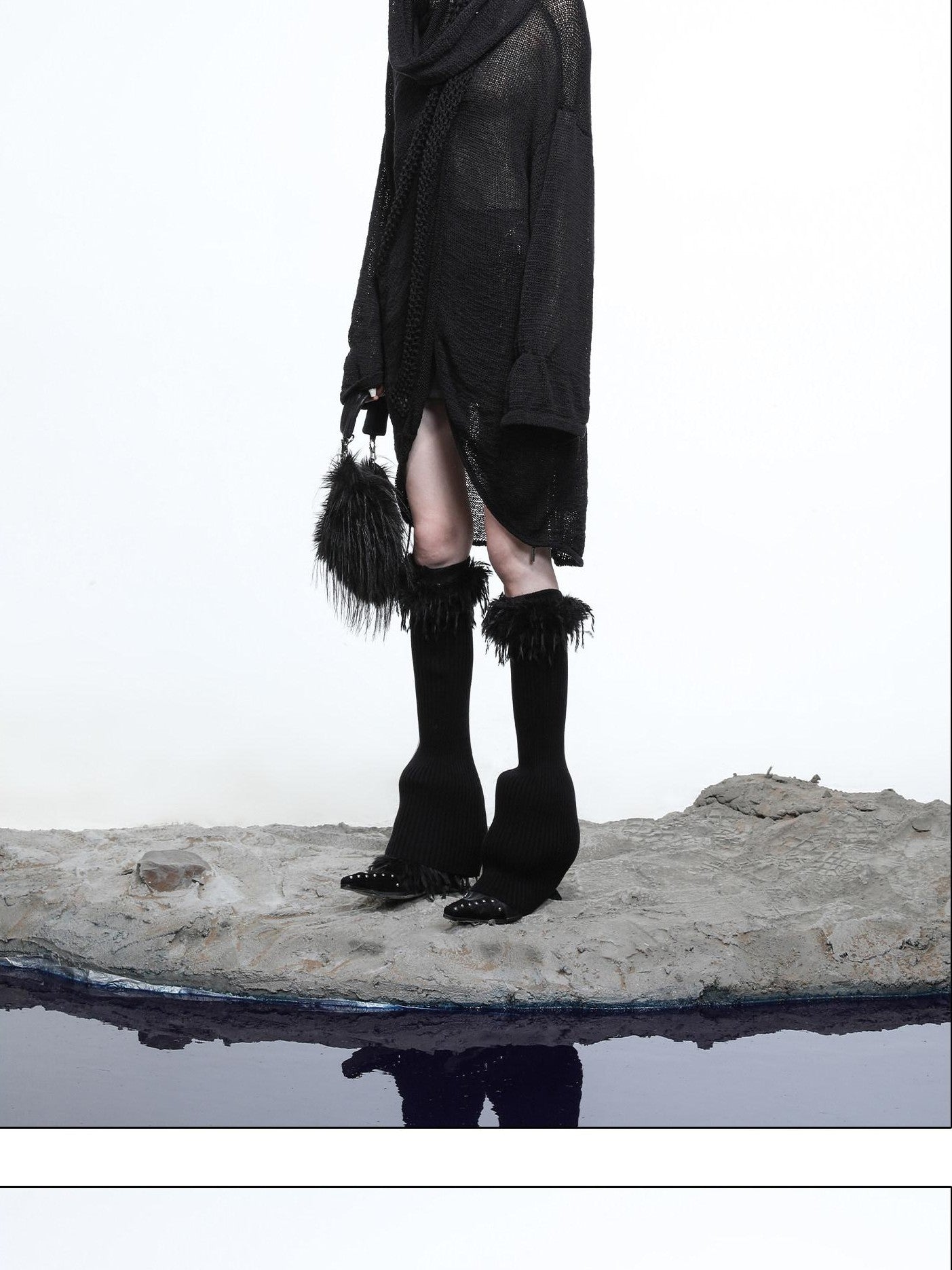 NORTH NODE Black Punk Distressed Irregular Crewneck Women&