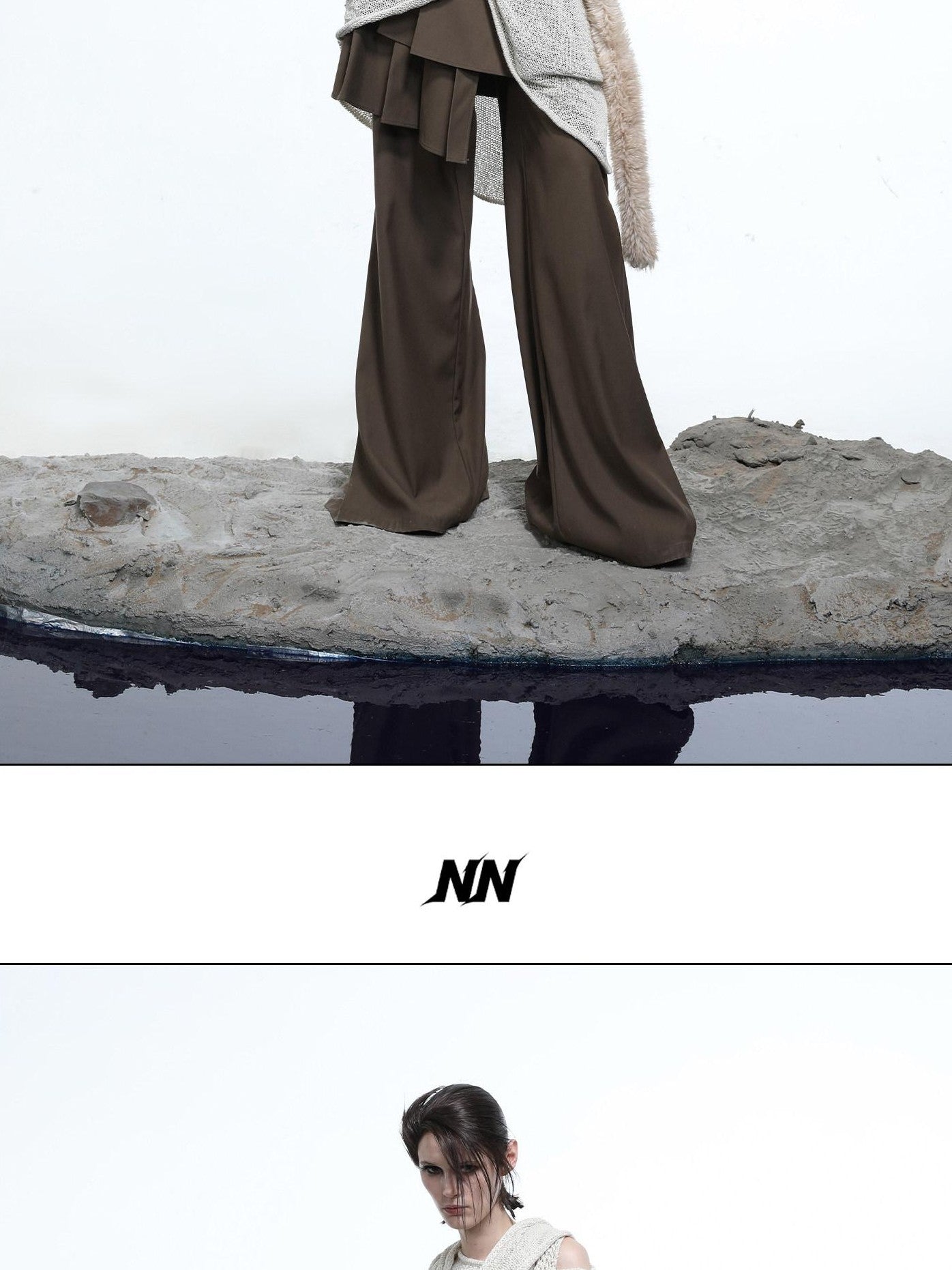 NORTH NODE Black Punk Distressed Irregular Crewneck Women&
