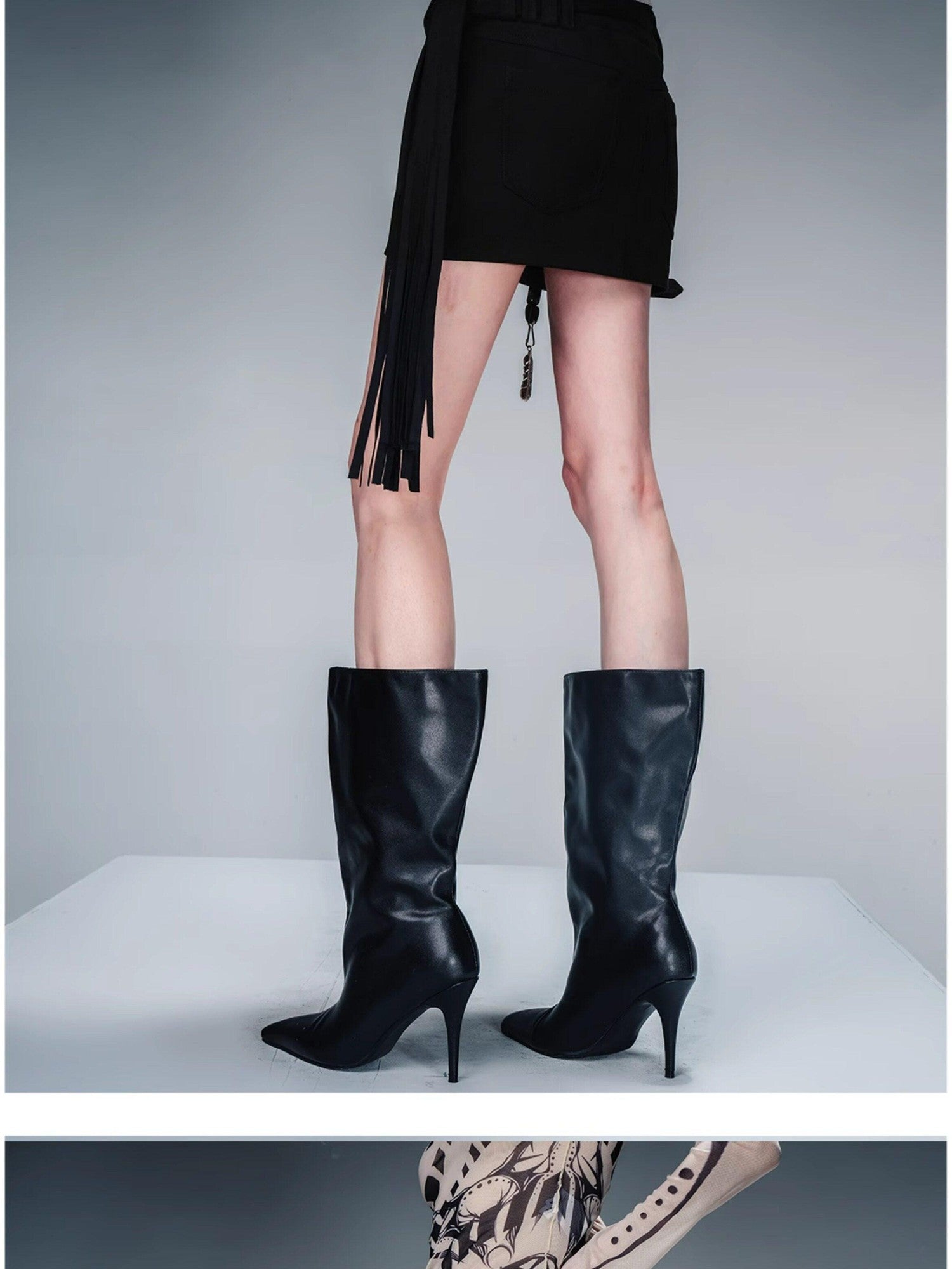 NORTH NODE Black Tassel Strap Straight Slim Women&