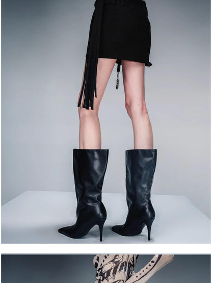 NORTH NODE Black Tassel Strap Straight Slim Women&