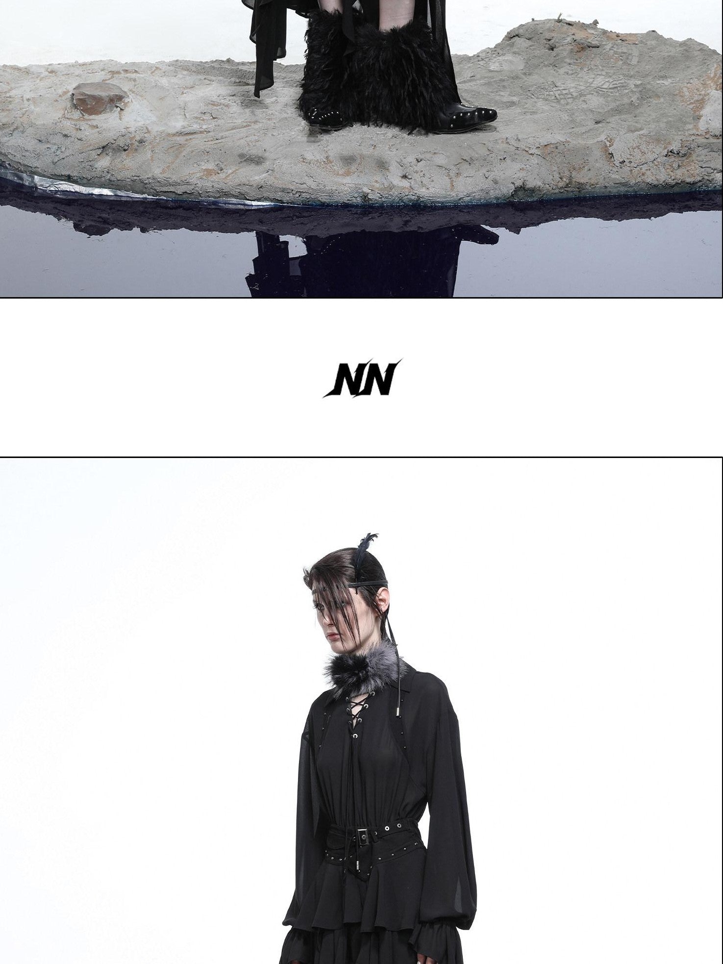 NORTH NODE Bloom Pleats Irregular Ruffle Shirt Collar Women&