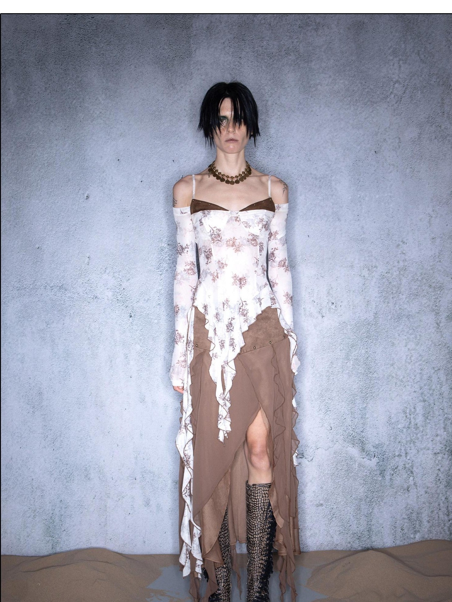NORTH NODE Blooming Shape Irregular Ruffle Splice Women&