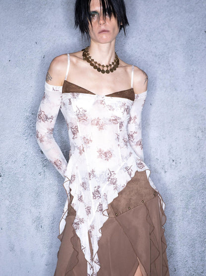 NORTH NODE Blooming Shape Irregular Ruffle Splice Women&