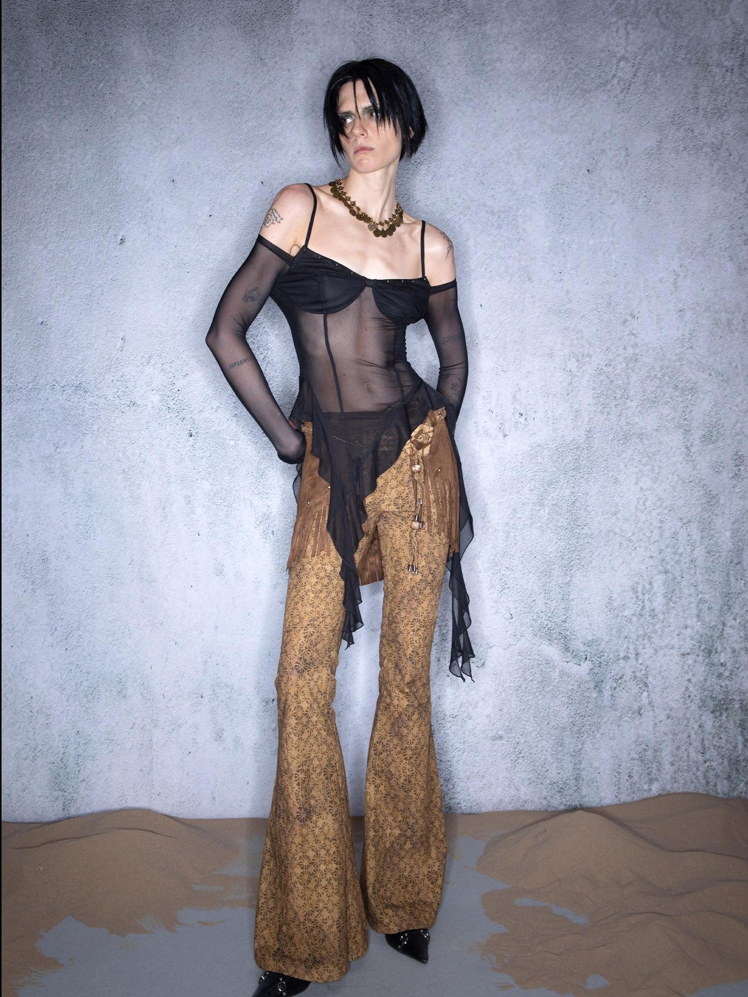 NORTH NODE Blooming Shape Irregular Ruffle Splice Women&