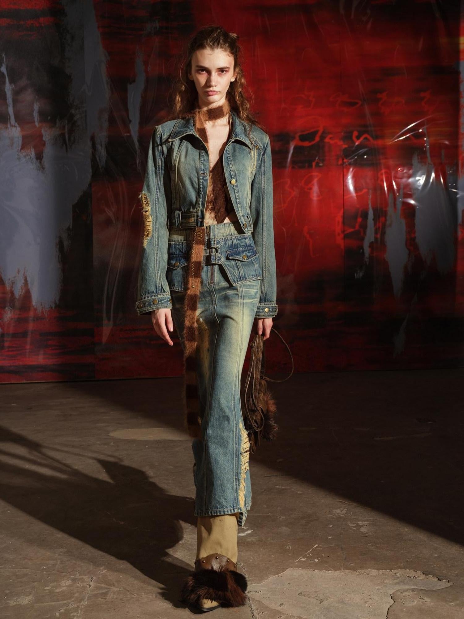 NORTH NODE Blue Denim Jacket And Skirt Women&