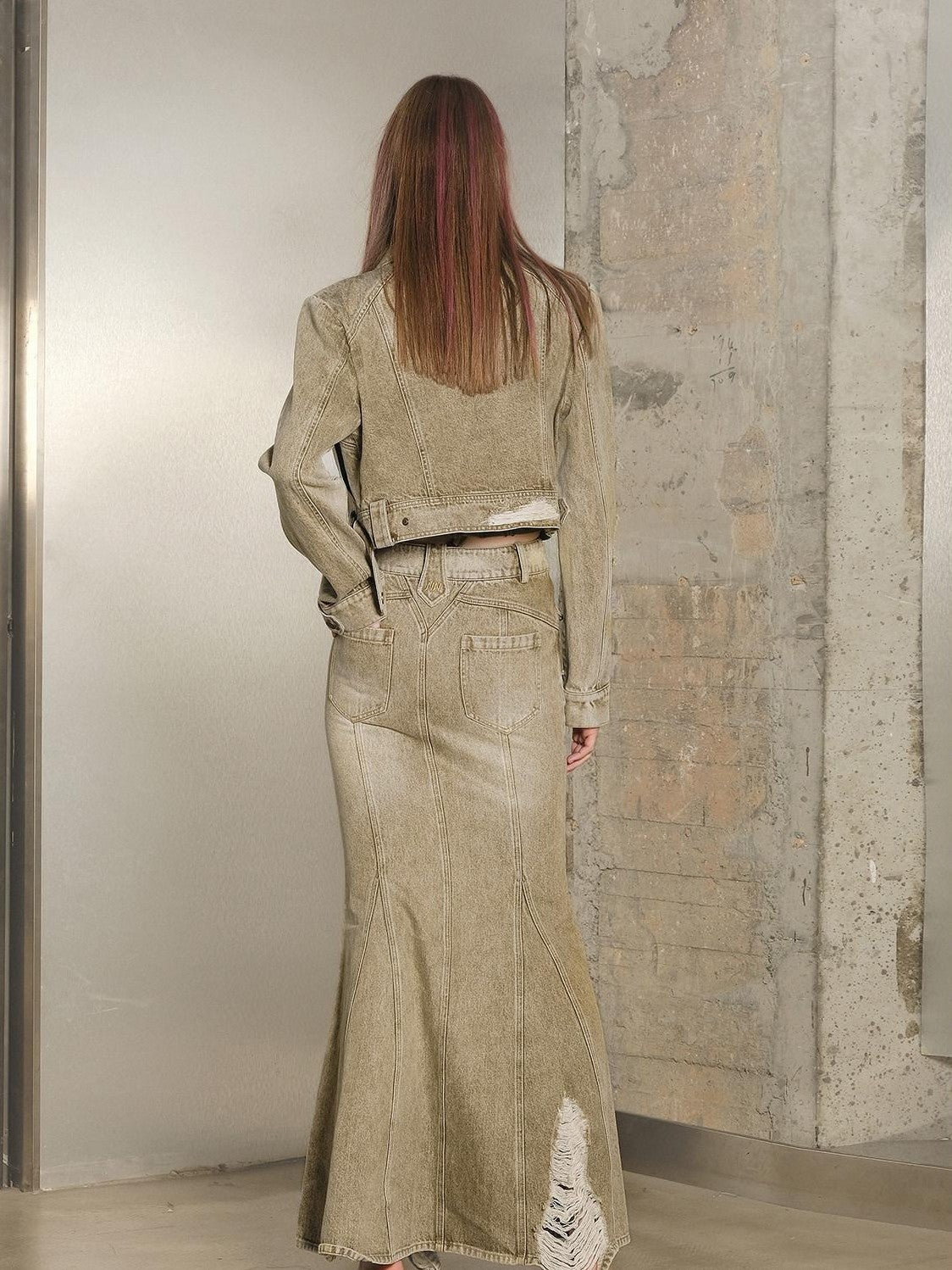 NORTH NODE Blue Denim Jacket And Skirt Women&