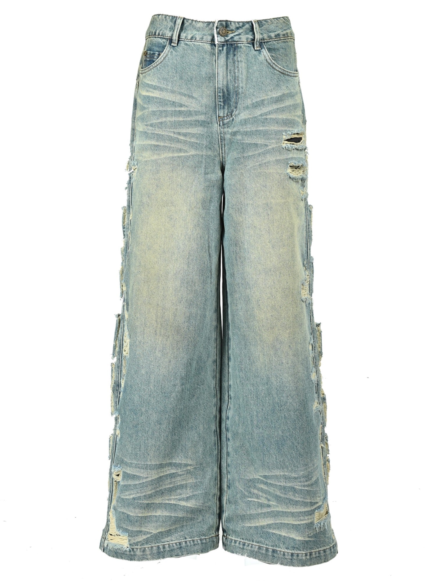 NORTH NODE Blue Ripped Loose Natural Waist Women&