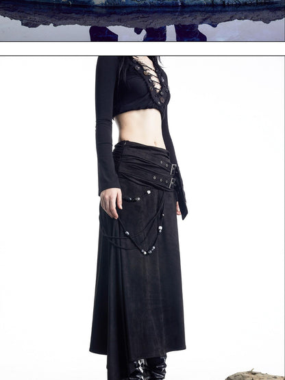 NORTH NODE Boho Patchwork Beaded Panel A Line Side Zipper Women&