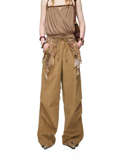 NORTH NODE Boho Printed Detachable Flap Pleated Pockets Women&