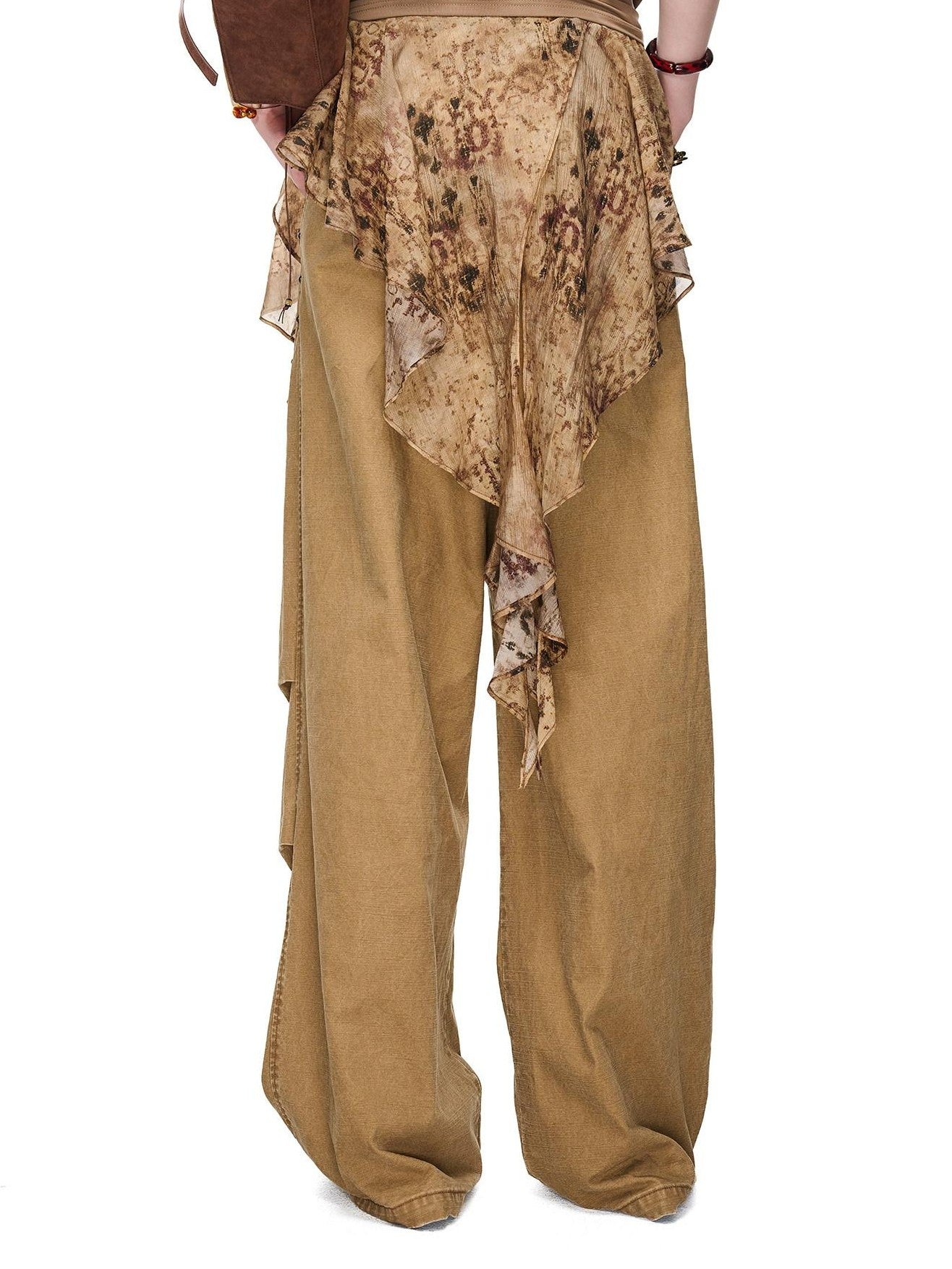 NORTH NODE Boho Printed Detachable Flap Pleated Pockets Women&