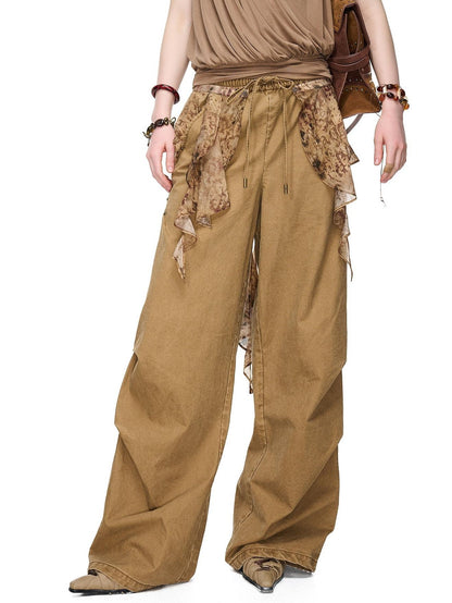 NORTH NODE Boho Printed Detachable Flap Pleated Pockets Women&