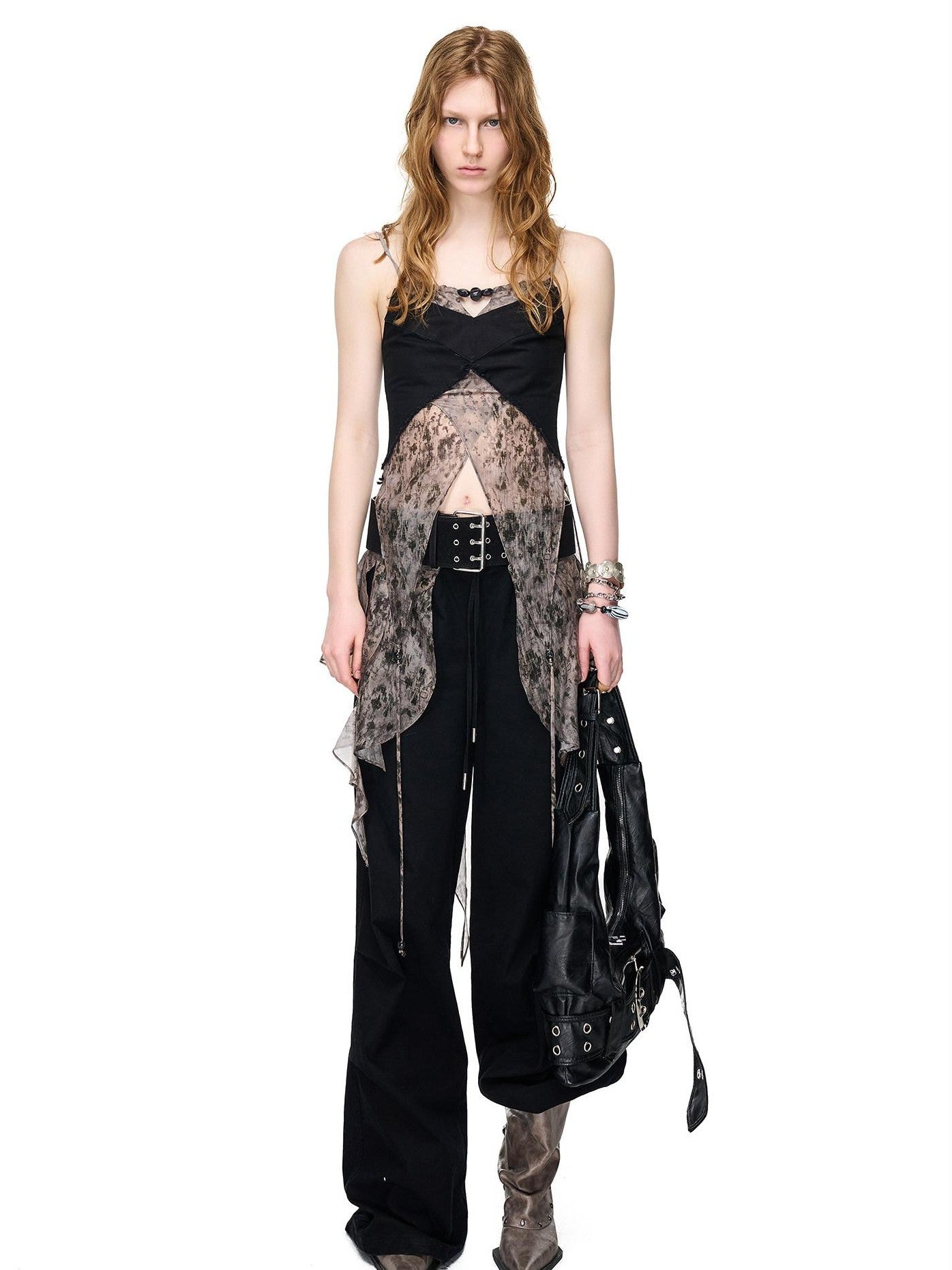 NORTH NODE Boho Printed Detachable Flap Pleated Pockets Women&