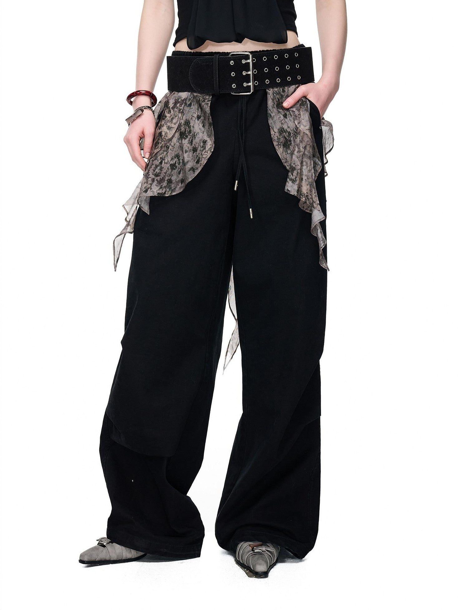 NORTH NODE Boho Printed Detachable Flap Pleated Pockets Women&