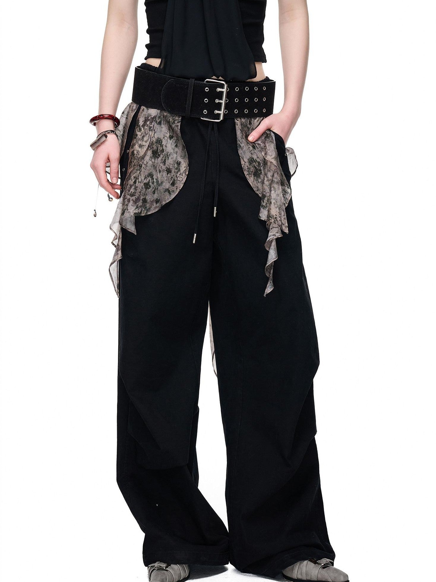 NORTH NODE Boho Printed Detachable Flap Pleated Pockets Women&