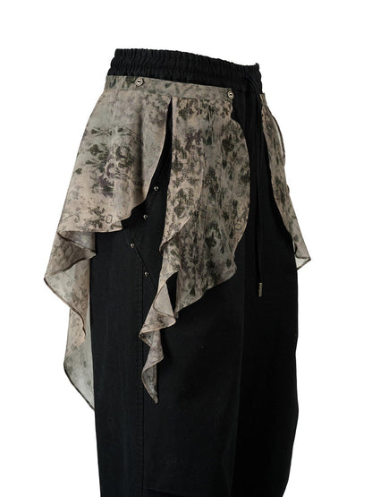 NORTH NODE Boho Printed Detachable Flap Pleated Pockets Women&