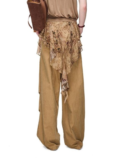 NORTH NODE Boho Printed Detachable Flap Pleated Pockets Women&