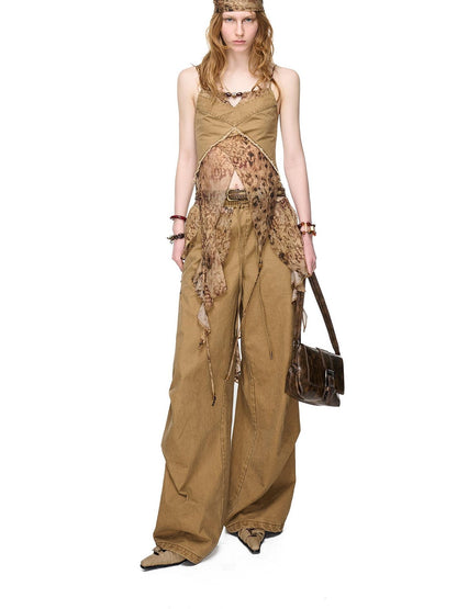 NORTH NODE Boho Printed Detachable Flap Pleated Pockets Women&