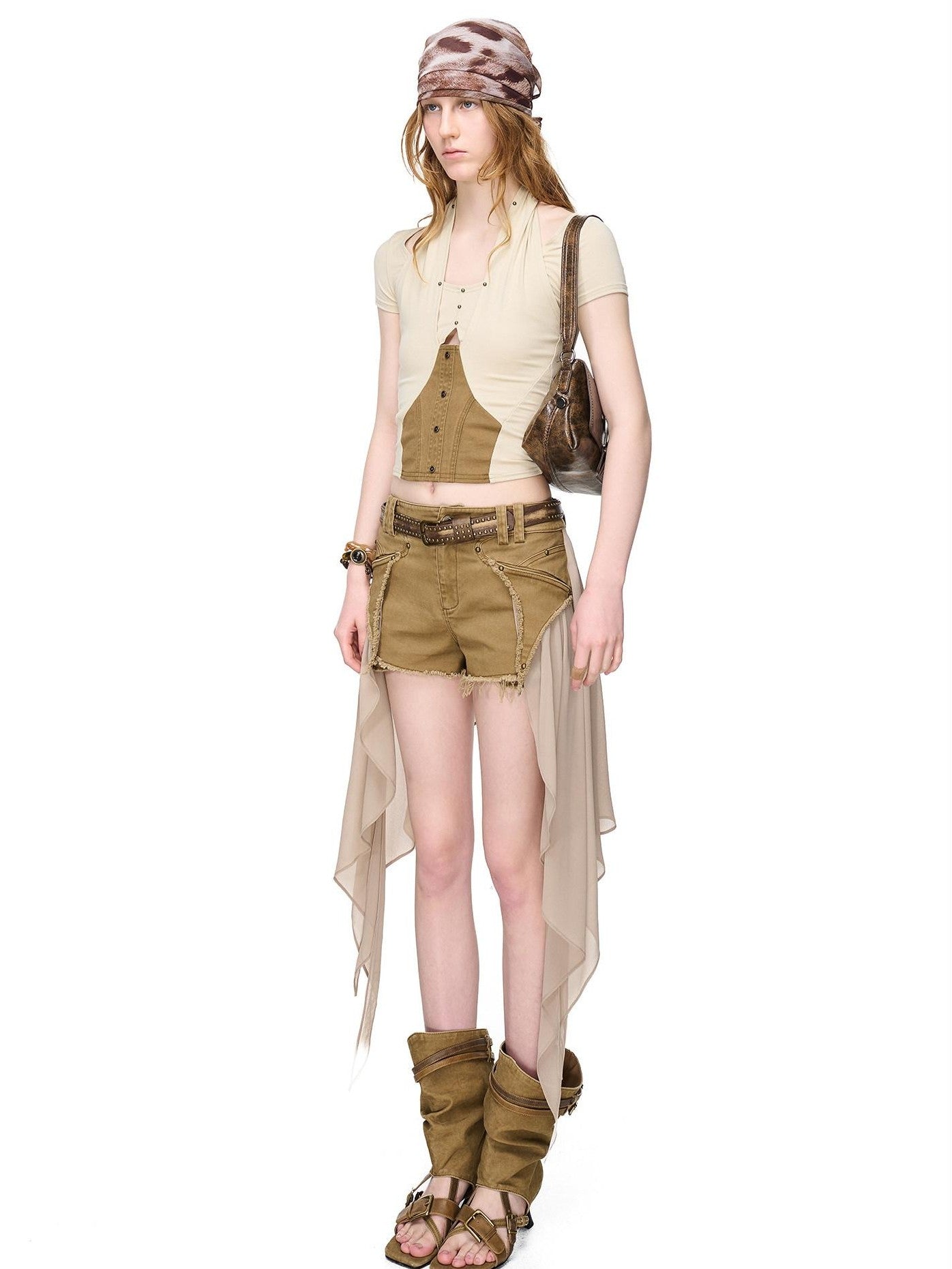 NORTH NODE Boho Rivet Splice Halter Women&