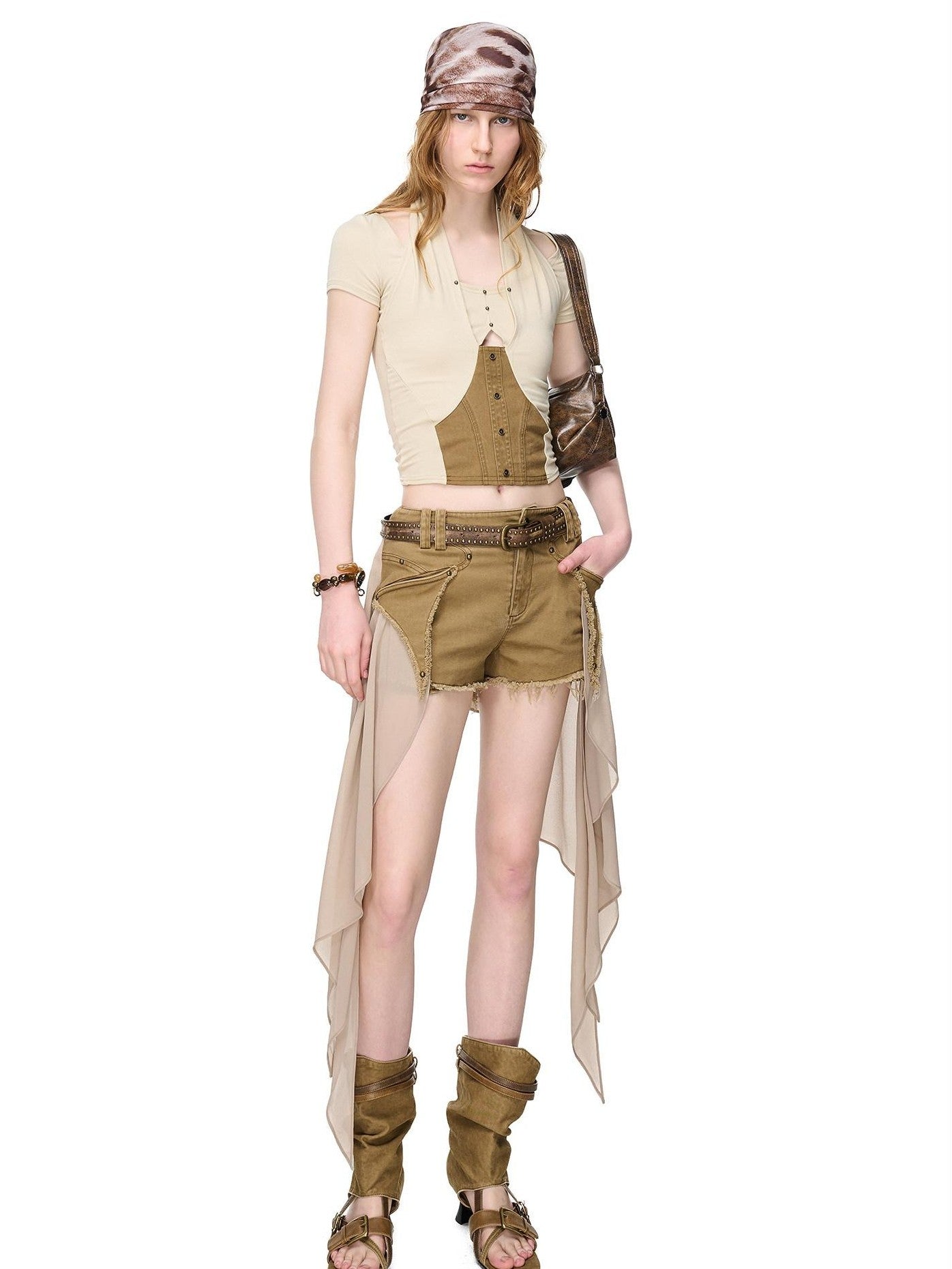 NORTH NODE Boho Rivet Splice Halter Women&