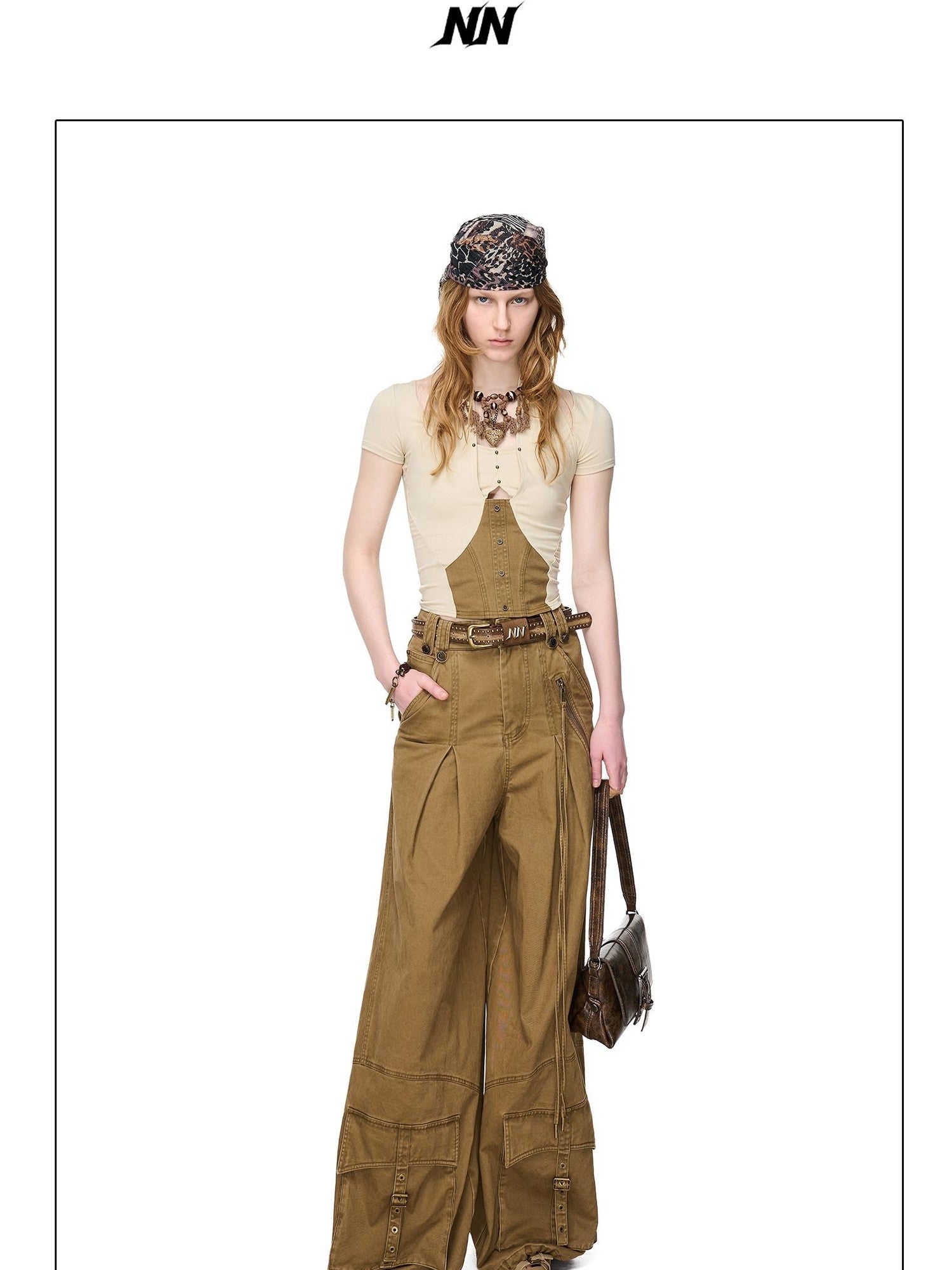 NORTH NODE Boho Rivet Splice Halter Women&